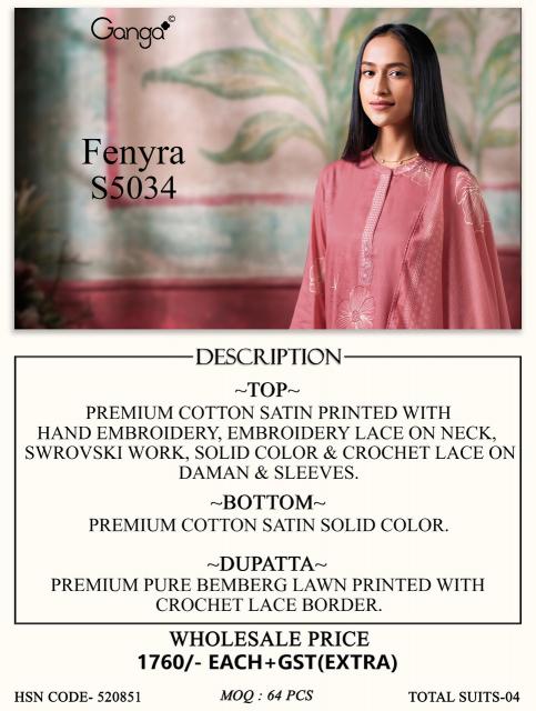 Ganga fenyra 5034 wholesale dress materials online